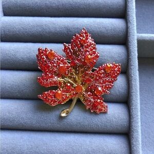 🌟🌟Elegant Red Leaf Brooch